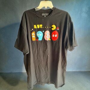 Pac Man T-Shirt 1980 Authentic Black 100% Cotton Graphic Retro Mens 2XLT USED
